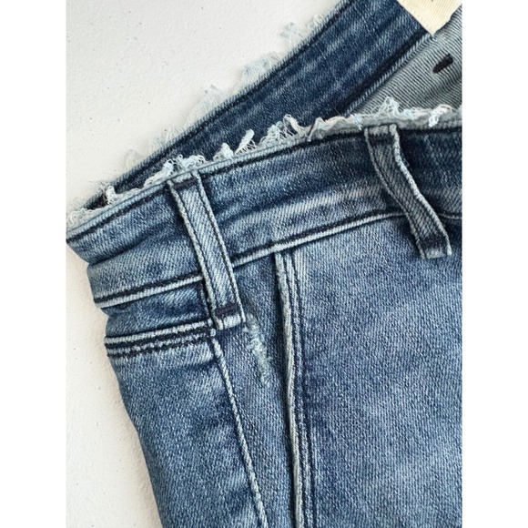 McGuire Crop Flare Jeans Frayed Hem Distressed Denim Blue Size 25 - Picture 7 of 9